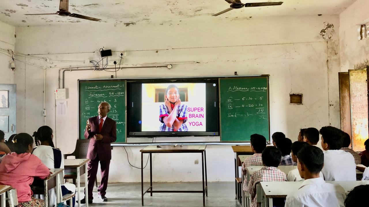 Workshop on Super Brain Yoga part of workshop at Zilla Parishad High School, Mentrazpally, Nizamabad Dist.