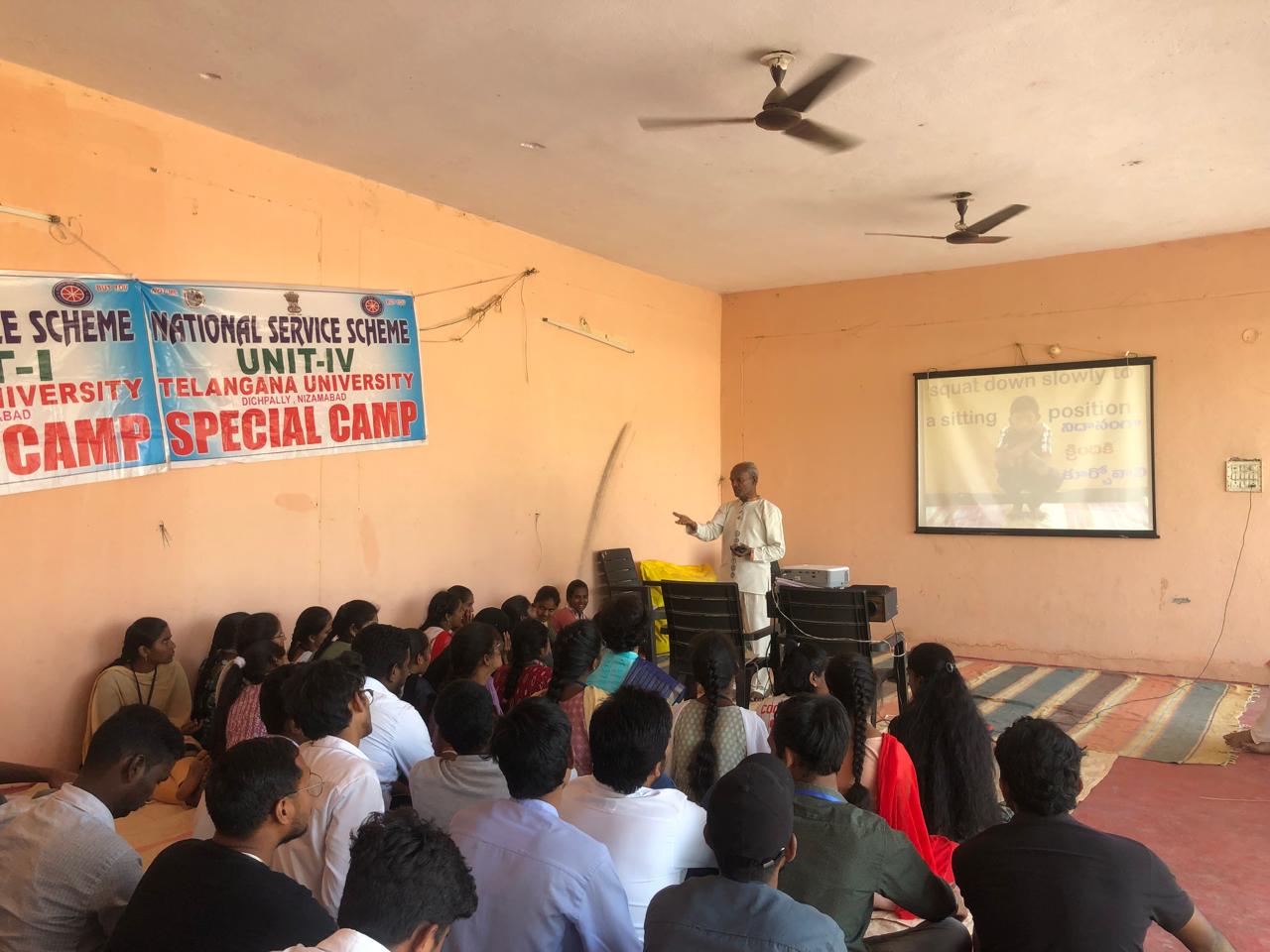 Power Point Presentation 0n Super Brain Yoga at Telangana University NSS I & IV units Special Camp organized at Suddapally village.