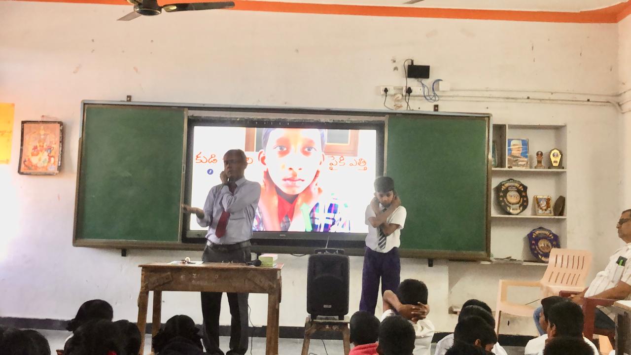 Demonstration on Super Brain Yoga - Workshop on Super Brain Yoga at Zilla Parishad High School, Suddulam, Dichpally Mandal.