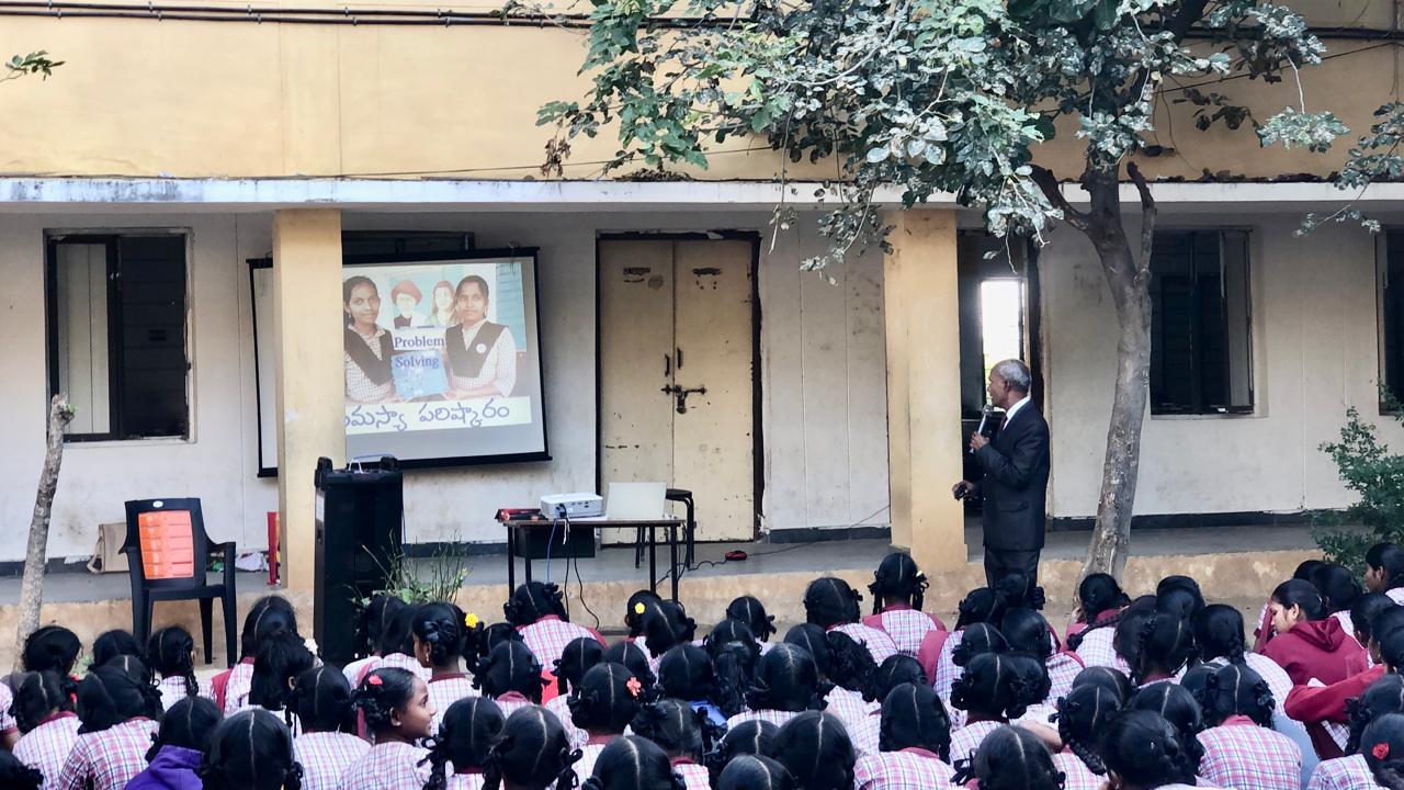 Power Point Presentation on Super Brain Yoga at Model Junior College, Amadabakula, Kottakota, Wanaparthi Dist.