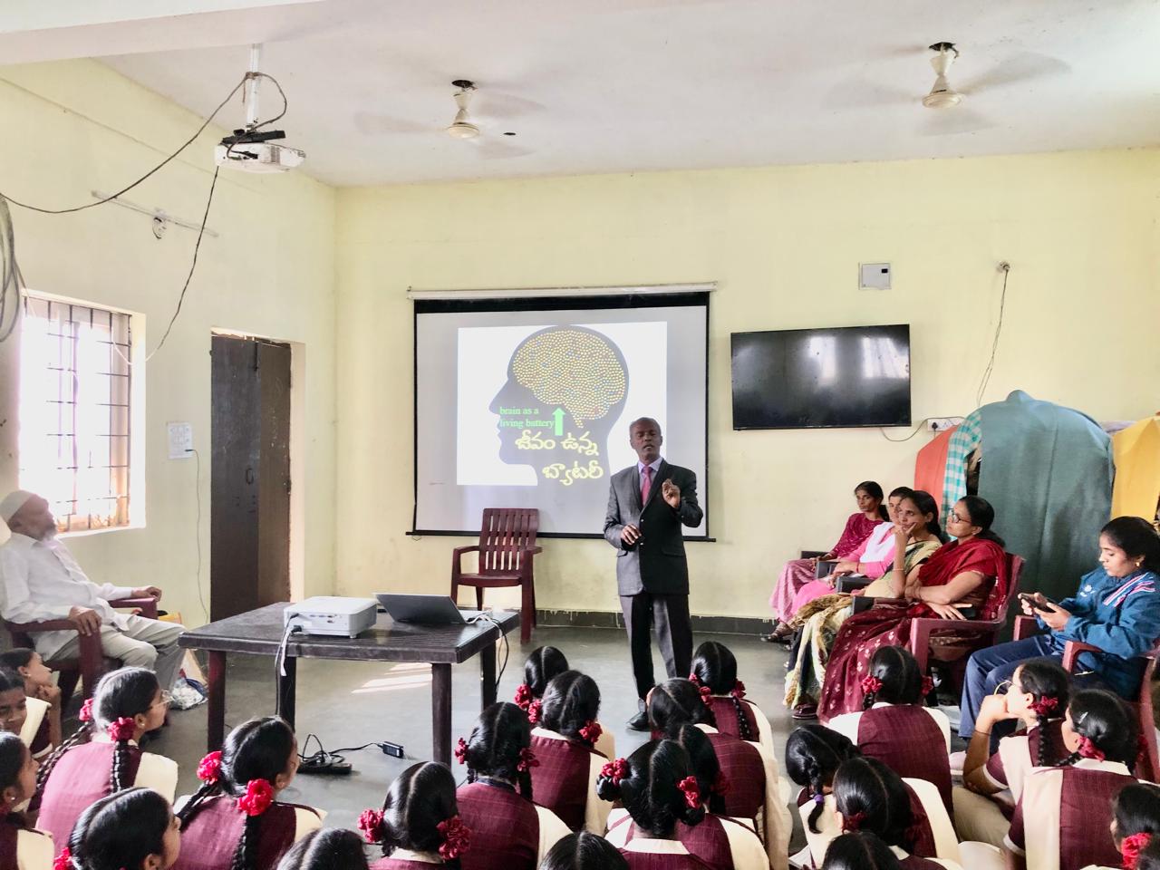 Power Point Presentation on Super Brain Yoga at Telangana Tribal Welfare Residential Junior College for Girls, Tirmanpally, Indalwai Mandal, Nizamabad Dist.