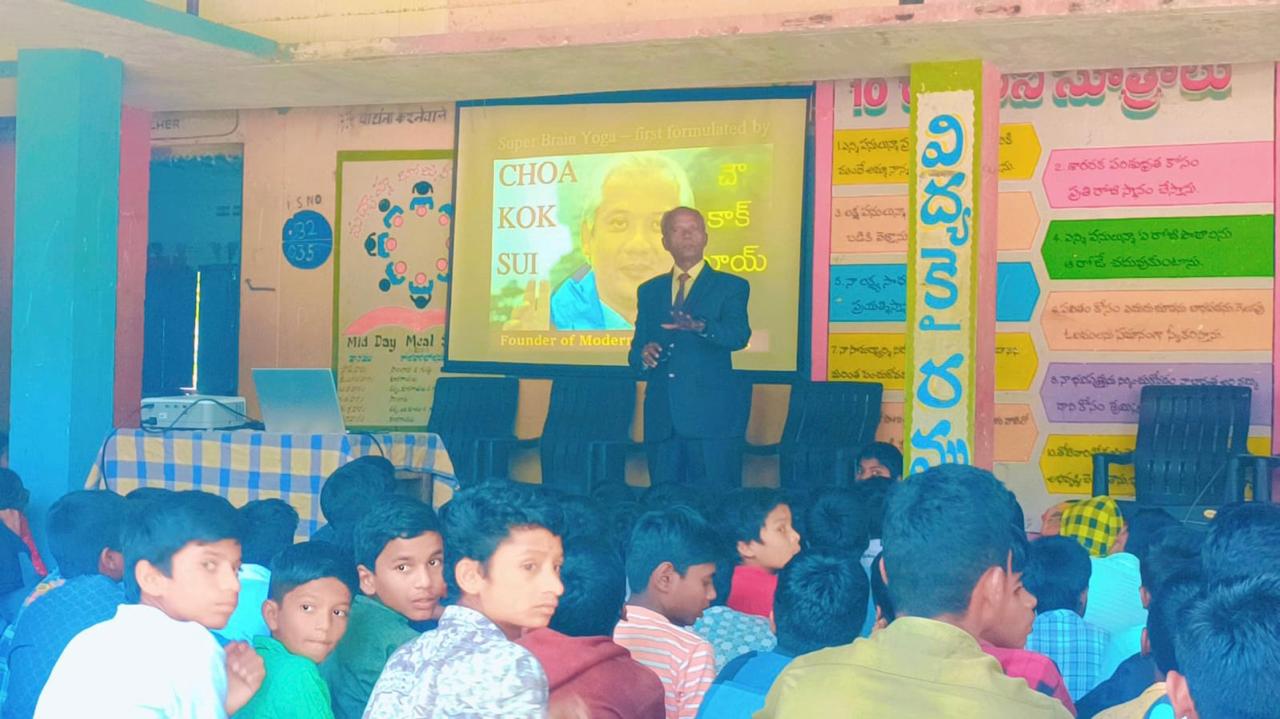 Power Point Presentation on Super Brain Yoga at Zilla Parishad High School, Kalhair, Sanga Reddy Dist.