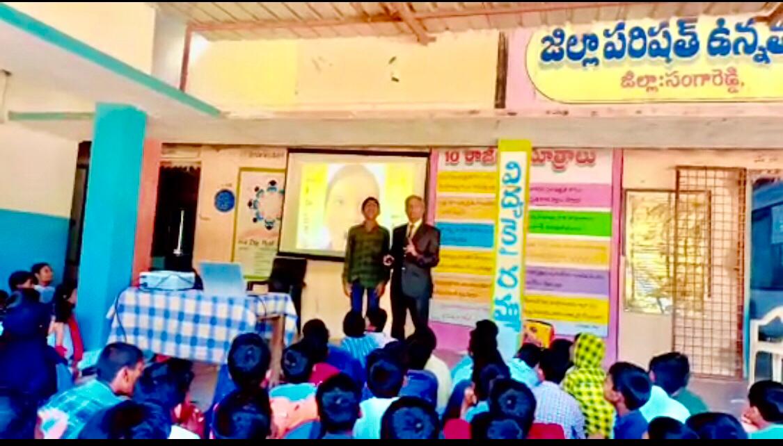 Demonstration on Super Brain Yoga-Workshop on Super Brain Yoga at Zilla Parishad High School, Kalhair, Sanga Reddy Dist.