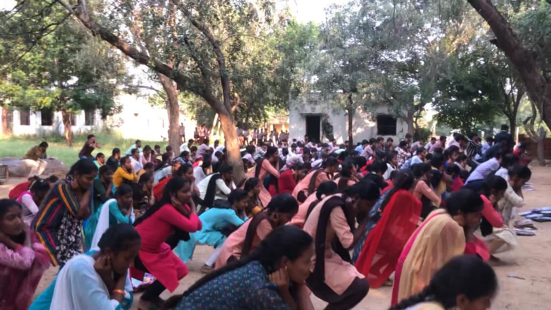 Students performing 14 rounds of Super Brain Yoga-Part of Workshop on Super Brain Yoga at Govt. Junior College, Pedda Shankaram Pet, Medak Dist.