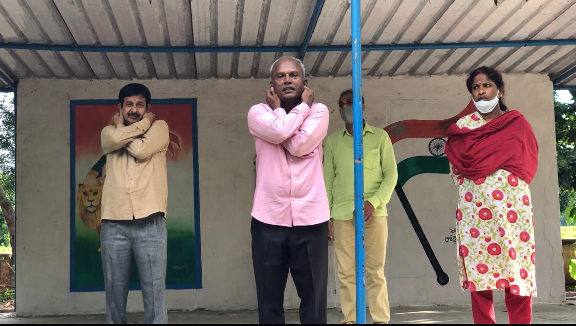 Demonstration on Super Brain Yoga at Zilla Parishad High School, Mopal, Nizamabad Dt.  The program is sponsored by Lions Clubs of International-Lions Club of Nizamabad-SAHARA, Dist: 320- D, Region-V. on 01-10-2021.