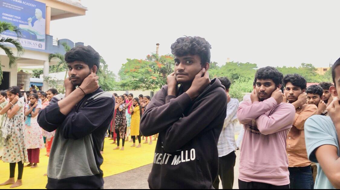 Students performing 14 rounds of Super Brain Yoga as part of Workshop at Vidya Vikas Jr. College, Bodhan, Nizamabad Dist.  on 11-07-2026. 