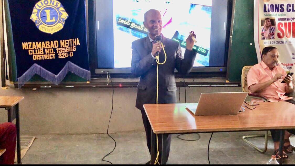 Workshop on Super Brain Yoga at Govt. High School, Kotagalli, Shankar Bhavan, Nizamabad sponsored by Lions International, Nizamabad-Netha, Club No. 155665, Dist: 320 D.