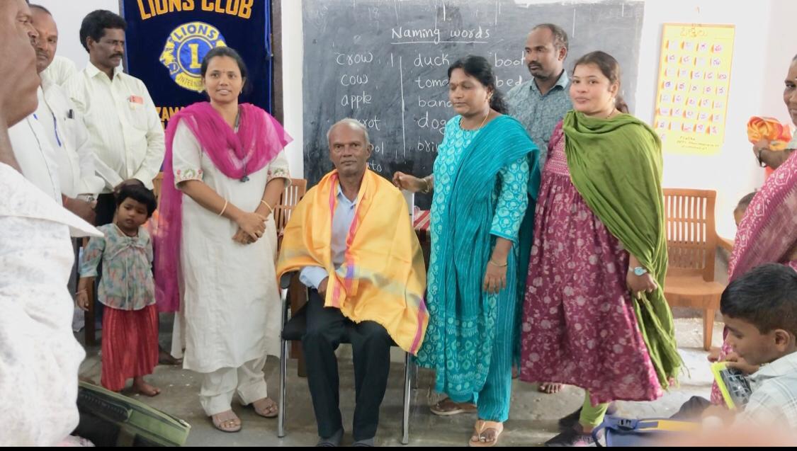 Felicitation by Sarpanch, Staff and students - Workshop on Super Brain Yoga at Mandal Parishad Primary School, Dharmaram-M, Nizamabad Rural Mandal, sponsored by International Lions Club of Nizamabad-Netha.