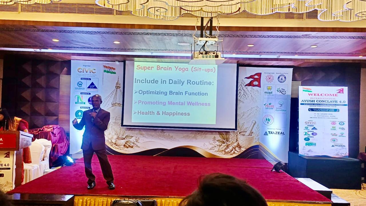 Paper presentation on Super Brain Yoga " in International AYUSH Conclave 4.0 organized at Kathmandu, NEPAL country.