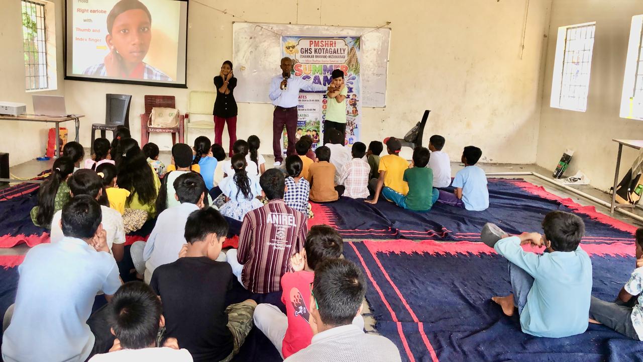 Demonstration of  Super Brain Yoga at Summer Camp, Govt. High School, Kota Gally (Shankar Bhavan), Nizamabad on 16-05-2026.