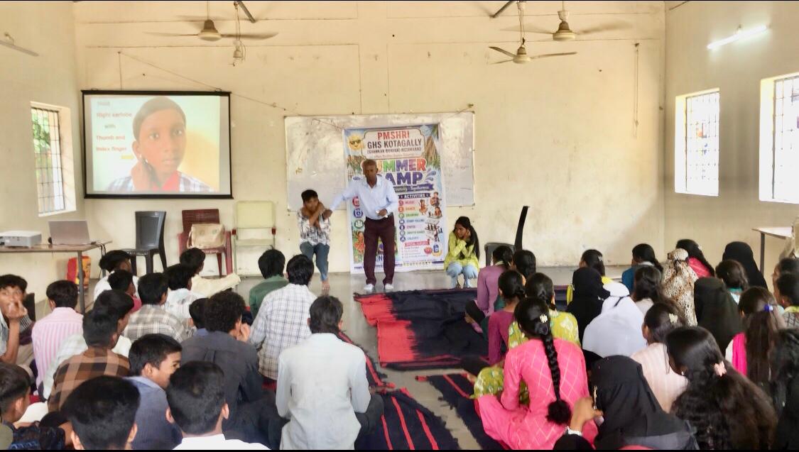 Demonstration of Super Brain Yoga by SSC Supplementary Students - Workshop on Super Brain Yoga at  Govt. High School, Kota Gally (Shankar Bhavan), Nizamabad 