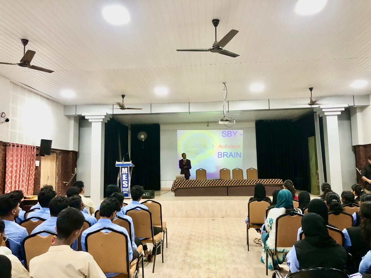 Workshop on Super Brain Yoga at MES Ponnani College, Ponnani, Kerala state. organized by Sattava Yoga & Meditation Club, Dept. of Physical Education & Legacy Wisdom Circle, Center for IKS.
