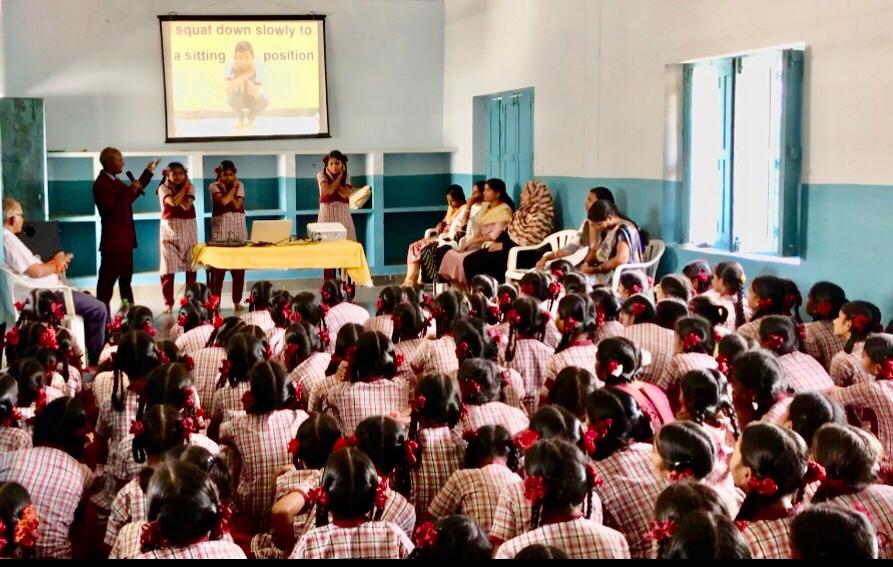Demonstration on Super Brain Yoga at Kasturba Gandhi Balika Vidyalaya (KGBV), Nagireddyper, Kamareddy Dist. 