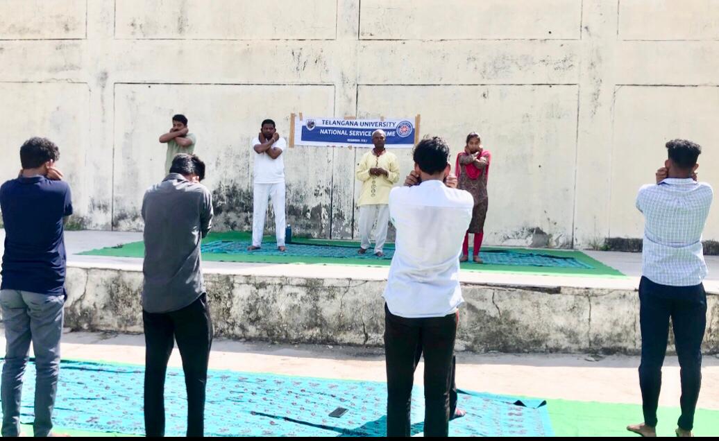 Workshop on Super Brain Yoga at Telangana University organized by NSS Cell on the occasion of 12th International Day of Yoga.