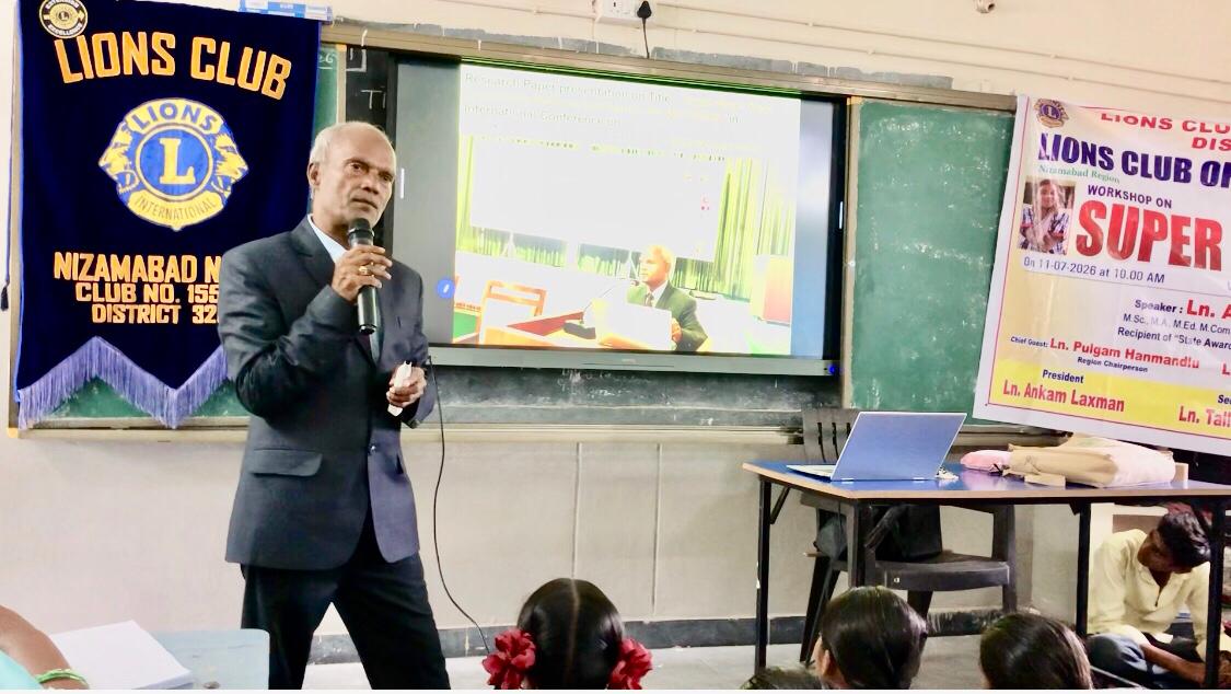Workshop on " Super Brain Yoga " at PM Sri Zilla Parishad High School, MALLARAM, Nizamabad Mdl. & Dist. Sponsored by International Lions Club of Nizamabad- Netha .